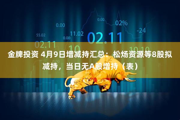 金牌投资 4月9日增减持汇总：松炀资源等8股拟减持，当日无A股增持（表）